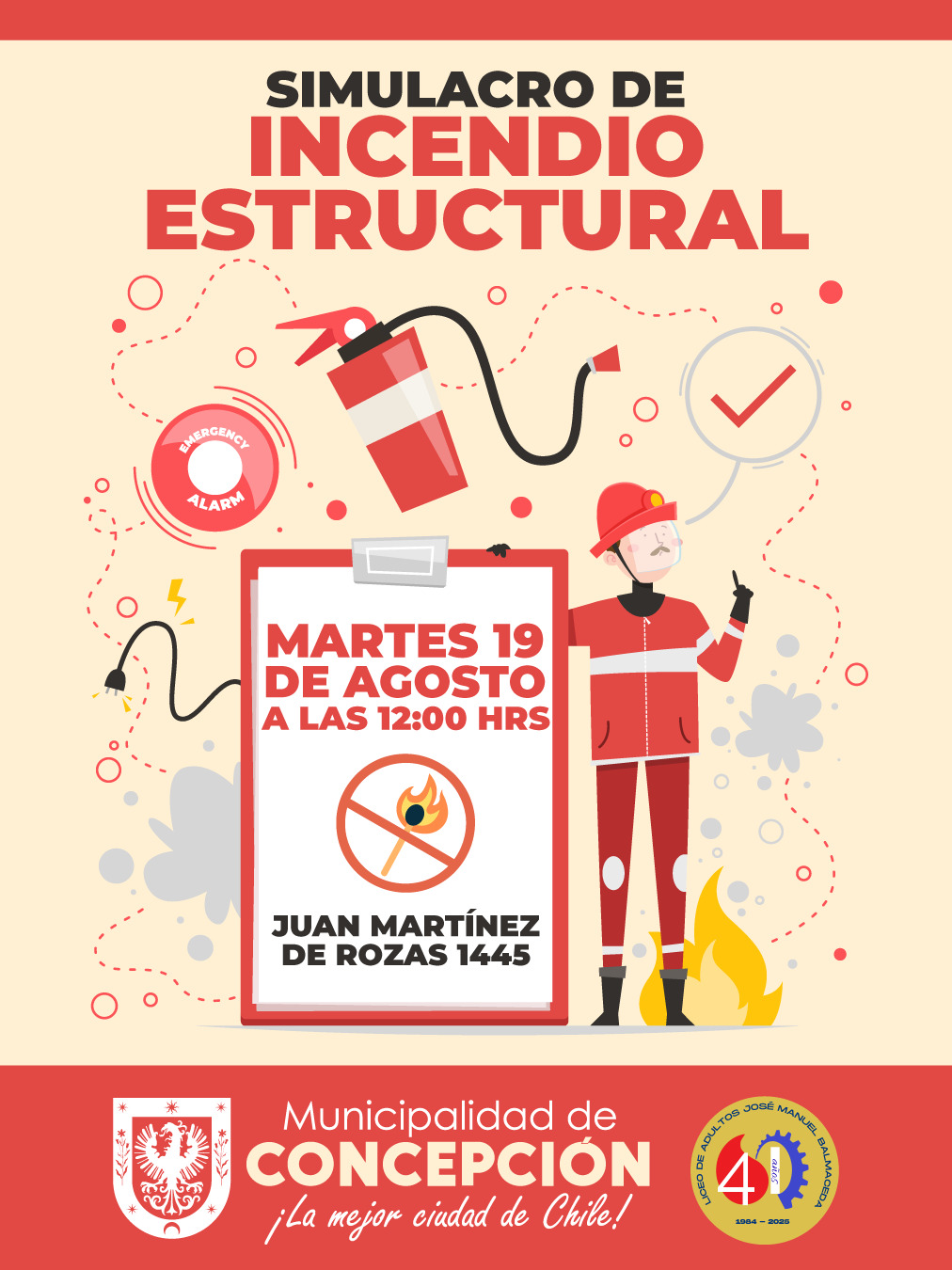 Simulacro de Incendio Estructural – Liceo de Adultos José Manuel Balmaceda